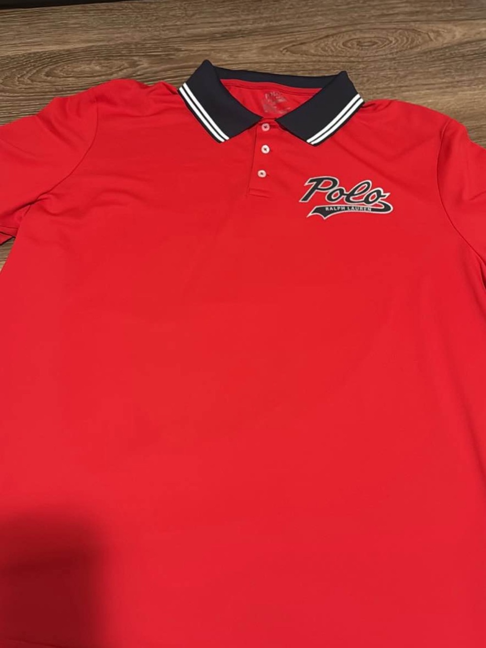 Polo by Ralph Lauren Red Short-Sleeve Polo with Navy Contrast Collar